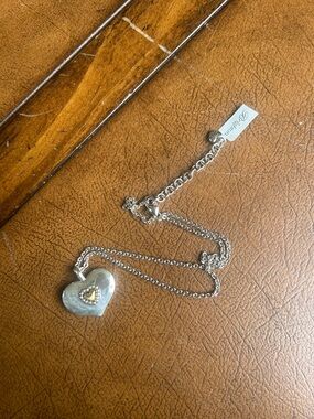 Brighton Silver Heart Pendant Necklace with Gold Accent Heart